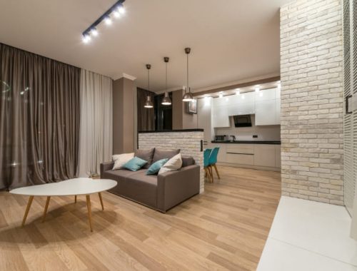 aranżacja salonu z kuchnią